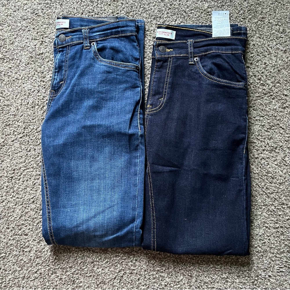 2 pairs of Levi boys kids slim fit jeans size 18 REG